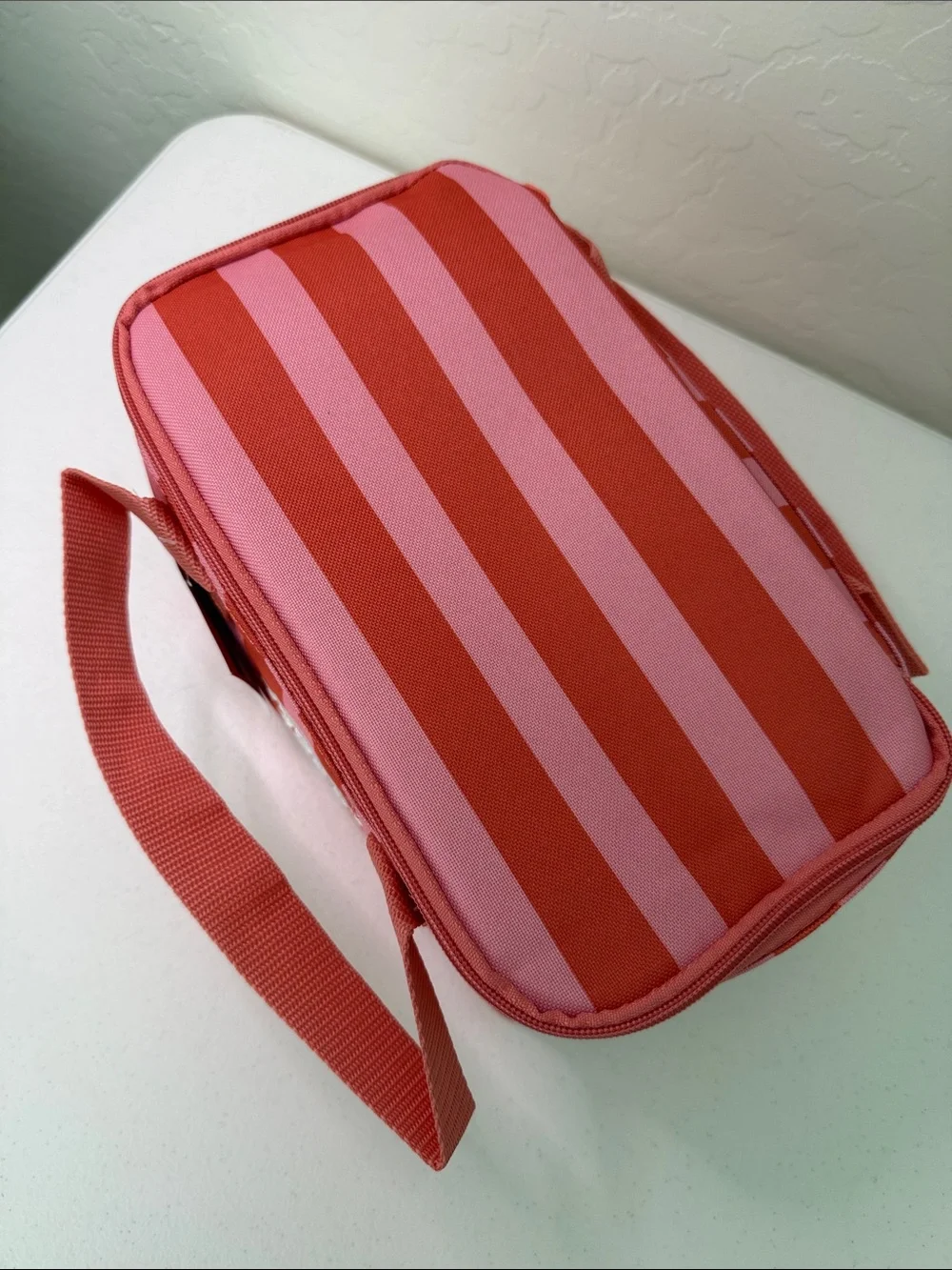 Trader Joe's Red & Pink Striped Mini Insulated Bag - Picture 3 of 8